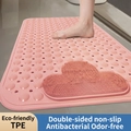 Pink TPE non-slip bath mat with cloud-shaped massage bristles and suction cups - Cherry Blossom Pink-Cloud