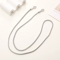 Detail of silver metallic bag chain with snap hooks on a minimalist white background - 120cm / Silver Foxtail Chain