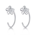 Elegant 999 sterling silver flower stud earrings with a polished metallic finish - Flower Earrings