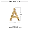Ciondolo lettera A in acciaio inossidabile placcato oro 18k con trama a vite per DIY - Lettera A