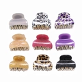 Set of nine small leopard print and glitter acrylic hair claws in multiple colors - 9 Piece Set as Pictured