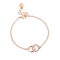Bracelet double cercle or rose minimaliste avec zircons et chaîne réglable de qualité - Cuivre Plaqué Or Véritable 18K / Or rose