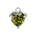 Peridot green heart crystal pendant in silver stainless steel claw setting accessory - August Peridot (Steel Setting)