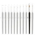 11-piece fine detail paint brush set with triangular handles in various sizes - Black / #6 (round Rod)