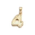 Minimalist golden number 4 pendant with honeycomb scale texture and polished finish - Number 4