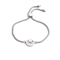 Detail of adjustable stainless steel bracelet featuring a family of four hollow pendant - Family of 4 - Style A
