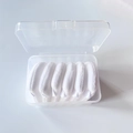 Case of 6 white square flocked powder puffs with ribbon handles for makeup setting - 6pcs in Box / White