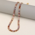 Elegant 18K gold-plated stainless steel necklace with multi-color rectangular crystals - Gold Colorful Necklace