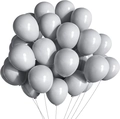 Bunch of 10-inch thick matte white latex balloons for wedding and party decorations - Premium Grey