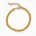 Vergoldetes Gliederarmband im Boho-Stil mit leuchtend orangen Emaille-Akzenten - Orangefarbenes Emaille Ring-Kuban-Armband (BC491-2)