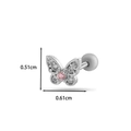 Clou de cartilage noeud argenté avec pierre rose et ailes papillon en zircone 0,61cm - Style Papillon (8# Argent)