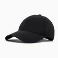 Quick-dry black mesh baseball cap with breathable laser-cut holes for outdoor sports - Black