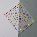 Autocollants 5D pour ongles lignes mignonnes et motifs géométriques colorés TS-014 - Style de Lignes et Lettres Colorées 5D (TS-014)