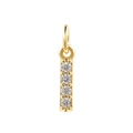Vertical gold bar pendant with four shimmering zircon stones and minimalist design - Letter I Pendant / Gold
