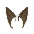 Cosplay pointed elf ears in dark brown silicone for Halloween vampire costume props - Long Style (OPP Bag) / Brown