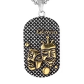 Vintage titanium steel Gemini zodiac pendant necklace in two-tone gold and silver finish - Gemini