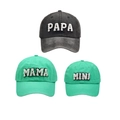 Black PAPA cap and green MAMA and MINI baseball hats for family matching outfits - Family Set (PAPA+MAMA+MINI) / Black/Green/Green