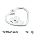 Polished silver heart pendant made of stainless steel for DIY jewelry, 19x20mm size - Steel Style 7 (KLJ2360-Z)