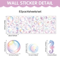 Dettagli dimensionali per set da 83 adesivi murali oceano acquerello con bolle - Bolle di Vita Marina Multicolore (UV26Y80328T_T) / 4 Fogli per Set (83 Pezzi)
