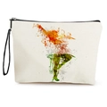 White canvas cosmetic bag featuring a colorful abstract geometric female dancer print - Geometric Modern Dancer Style (款式2)