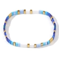 Bracelet fait main en perles Tila bleues, blanches et dorées, style bohème de plage - Bleu Blanc Dégradé Or
