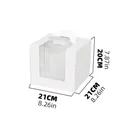 White tiered cake box with handle and clear window, 21x21x20cm thick cardstock - 6 Inch Tall White With Tray