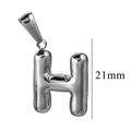 Polished silver stainless steel letter H bubble pendant accessory measuring 21mm - Letter H / Steel