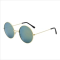 Vintage round metal sunglasses with gold frame and blue-green reflective mirror lenses - Gold Frame + Green Mirror Lens