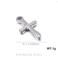 Ciondolo a croce in acciaio inossidabile argento lucido 11x20mm per gioielli DIY - Croce Filettata Argento Lucido (KLJ434-Z)