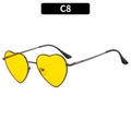 Modische herzförmige Sonnenbrille mit gelben transparenten Gläsern und Metallrahmen - Metallrahmen Gelbe Gläser