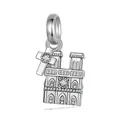 925 sterling silver Notre Dame cathedral charm pendant with sparkling cubic zirconia - Notre Dame Cathedral Cross Pendant
