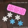 Pink silicone mold for Christmas snowflake fondant featuring three snowflake patterns - 3# (12.5x4.5x0.5cm) / Pink