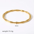 Bambus-Stil 18k vergoldeter Edelstahl Armreif, 4mm Breite und 15,2g Gewicht für Damen - Gold Vollmetall Bambus Stil (HF-B5123)