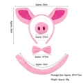 Set di costume da maiale rosa con 4 pezzi: orecchie in peluche, naso, fiocco e coda - Set da 4 pezzi maiale rosa super morbido (coda in velcro)