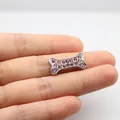 DIY bone-shaped charm accessory with pink crystals for wristbands and jewelry making - 8MM Bone - Pink