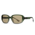 Matte dark green aviator sunglasses with brown lenses and sunburst metal temple detail - Olive Green