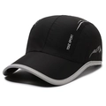 Premium lightweight quick-dry black baseball cap for outdoor sports and sun protection - Black