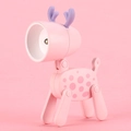 Pink deer LED night light with adjustable limbs and polka dots on a soft pink background - Spotted Deer (LD18A) / Pink