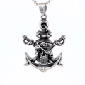Collana ancora pirata in acciaio inossidabile retrò con teschio e doppie spade - Stile Ancora con Teschio Pirata (E0301) / Senza catena