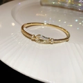 18k gold plated snake-shaped open bracelet with sparkling pavé cubic zirconia - 10# Golden Horseshoe Buckle (Real Gold Plated)