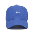 Blue kids baseball cap with white embroidered smiley face on high quality cotton - Kids 52-54cm / Royal Blue