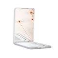 Compact white folding makeup mirror with high-definition rectangular glass surface - Ivory