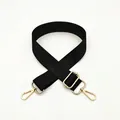 Adjustable black nylon shoulder strap with gold metal hooks and buckle for bags - Black