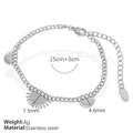 Bracciale in acciaio inossidabile argento con ciondoli a sole e misure di taglia - Bracciale / Argento