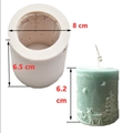 Christmas tree and elk silicone candle mold with teal finished candle and dimensions - Deer 200g