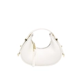 White textured leather crescent underarm bag with elegant gold metal hardware accents - White
