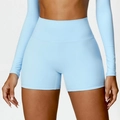 Short de yoga bleu clair taille haute en tissu de compression anti-humidité - Bleu ciel