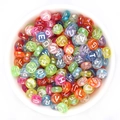 Mixed color acrylic round alphabet beads for DIY jewelry and personalized bracelets - Transparent AB + White Text