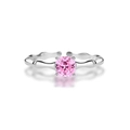 Pink cushion-cut stone ring with S925 silver bamboo textured adjustable band - Adjustable Open / Padparadscha Pink