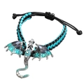 Pulsera de dragón trenzada vintage con escamas azul-verde y cordón ajustable para hombre y mujer - Pulsera (H-105) / Plata Antigua Degradado Azul-Verde